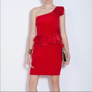 Marchesa Notte Red One Shoulder Dress PRICE DROP!